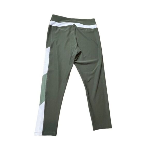 Marika Women's Cropped Leggings Olive with White Stripe Leg Detail Size Medium - Picture 6 of 8